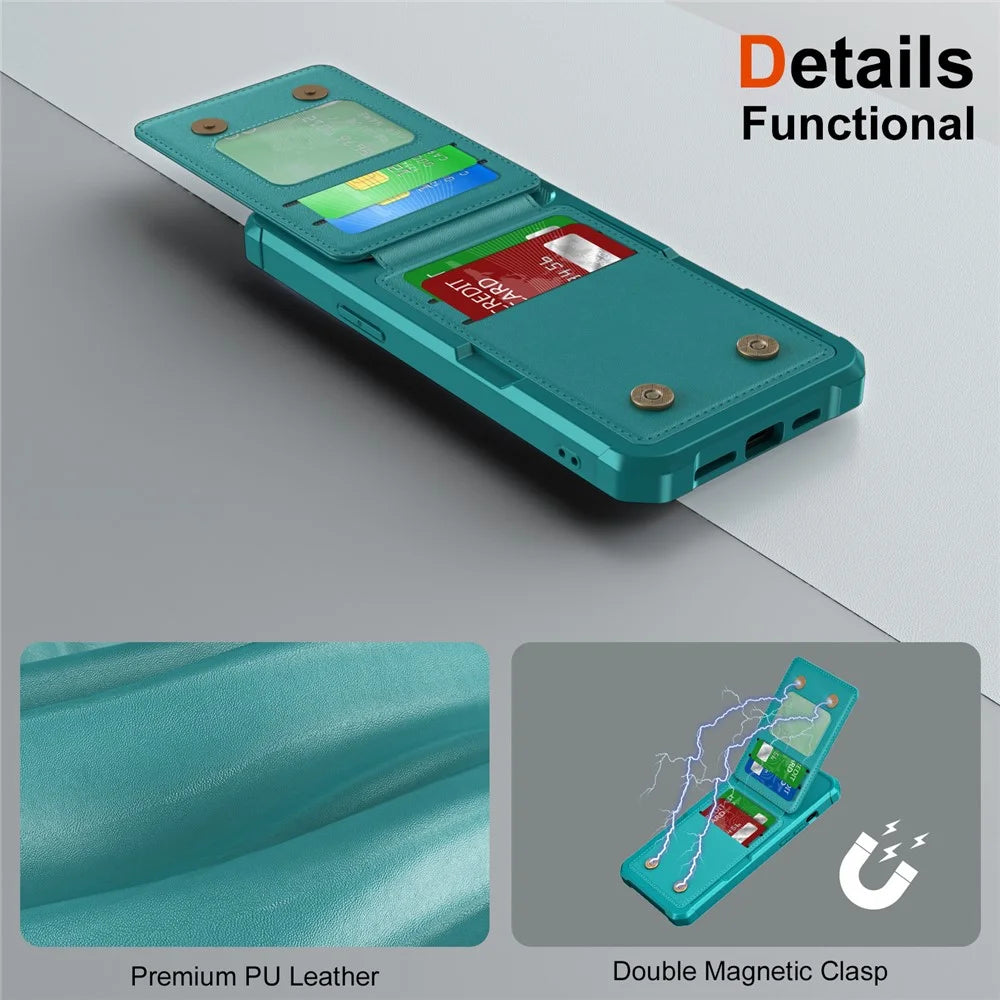 ZM11 For iPhone 12 Pro Max Kickstand Case Leather+TPU Card Slots Phone Cover -  Green - 7