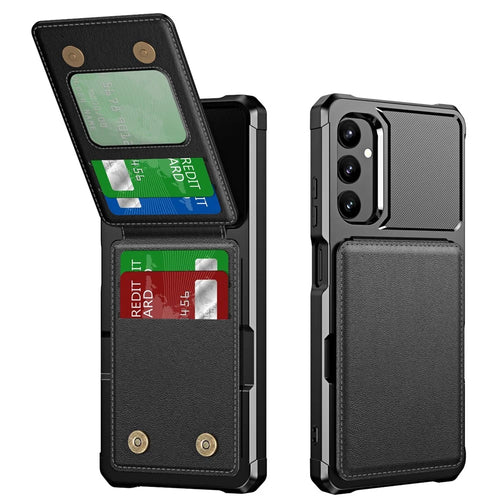 ZM11 For Samsung Galaxy A05s 4G Case Card Slots Kickstand Leather+TPU Phone Cover -  Black - 1