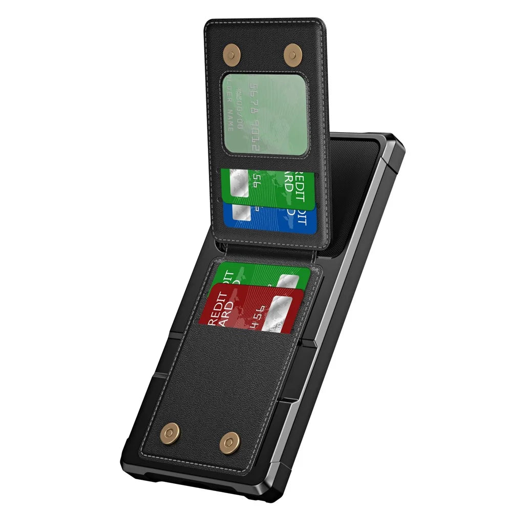 ZM11 For Samsung Galaxy S24 Ultra Case Leather+TPU Phone Cover with Card Holder - Black - 3