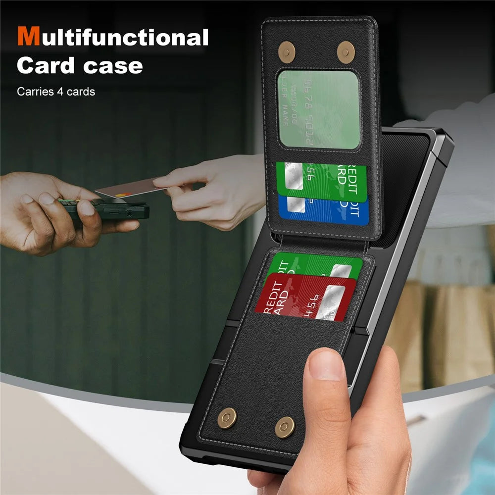 ZM11 For Samsung Galaxy S24 Ultra Case Leather+TPU Phone Cover with Card Holder - Black - 4