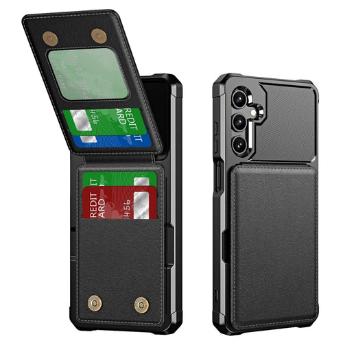 ZM11 For Samsung Galaxy A15 4G / 5G Case Leather+TPU Phone Cover with Card Holder -  Black - 1