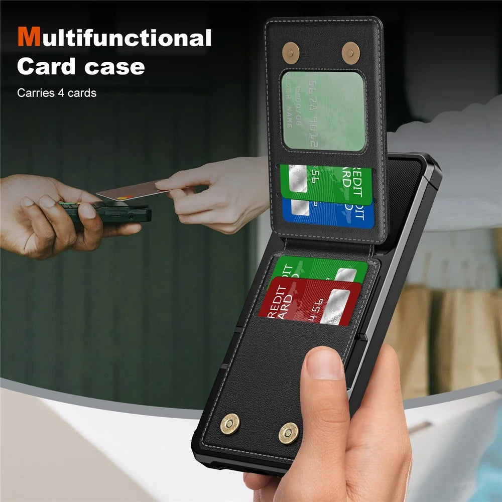 ZM11 For Samsung Galaxy A15 4G / 5G Case Leather+TPU Phone Cover with Card Holder -  Black - 4
