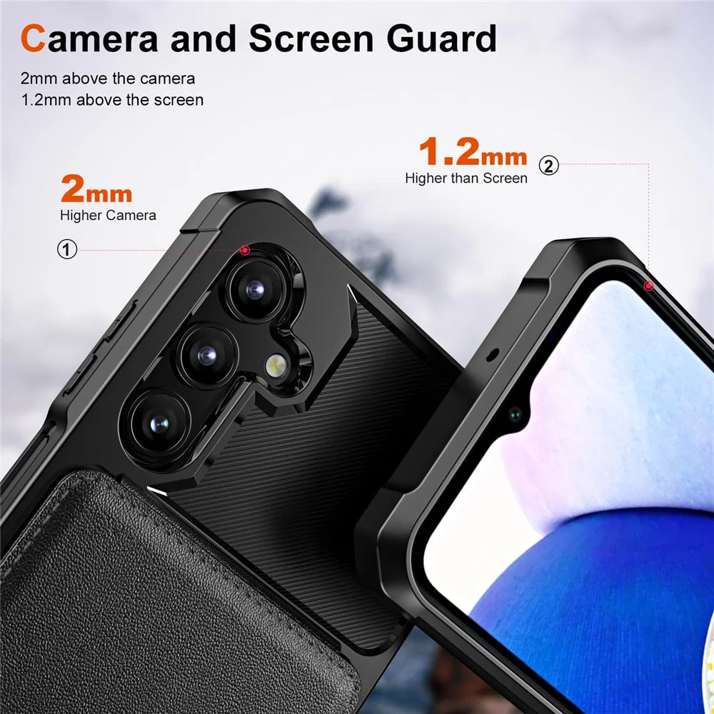 ZM11 For Samsung Galaxy A15 4G / 5G Case Leather+TPU Phone Cover with Card Holder -  Black - 5