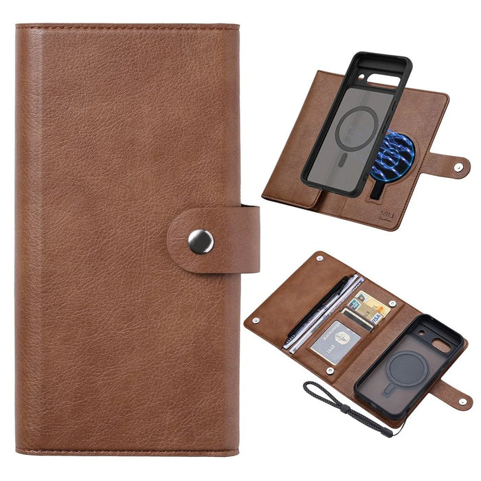 VILI GVB Series for Google Pixel 8a Case Wallet Leather Phone Cover 2 in 1 Detachable - Brown - 1