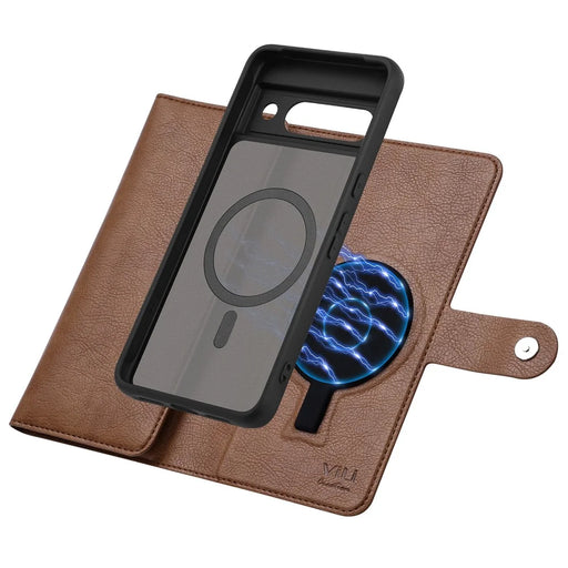 VILI GVB Series for Google Pixel 8a Case Wallet Leather Phone Cover 2 in 1 Detachable - Brown - 2