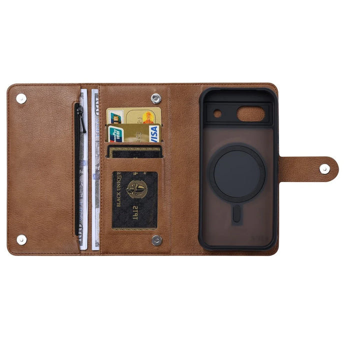 VILI GVB Series for Google Pixel 8a Case Wallet Leather Phone Cover 2 in 1 Detachable - Brown - 3