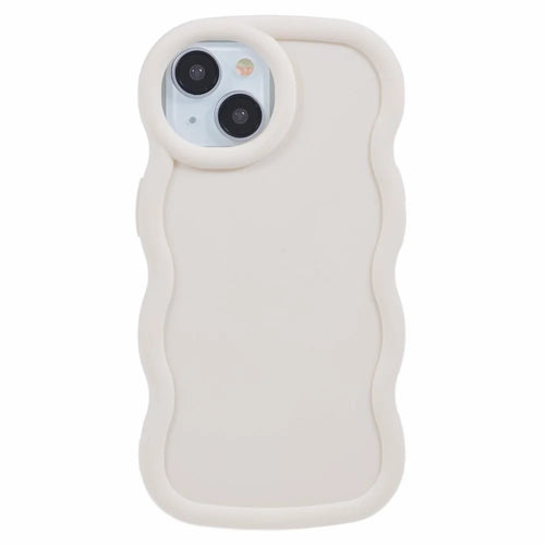 XL Series For iPhone 15 Case Wave Frame Solid Color Flexible TPU Phone Cover - White - 1