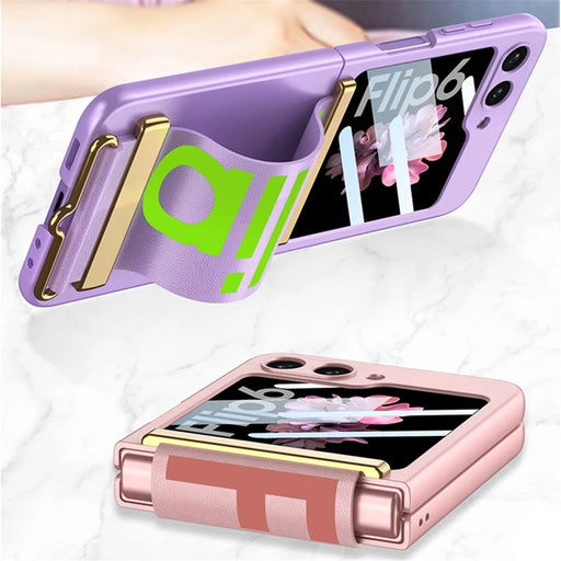 GKK For Samsung Galaxy Z Flip7 FE 5G / Z Flip6 5G Case Wristband Design PU Leather+PC Phone Cover with Rear Screen Film - Purple - 2