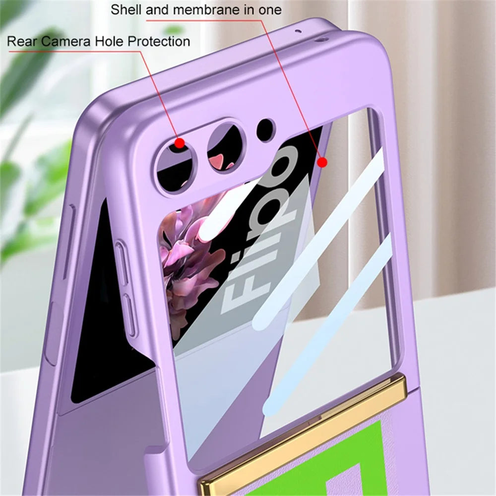 GKK For Samsung Galaxy Z Flip7 FE 5G / Z Flip6 5G Case Wristband Design PU Leather+PC Phone Cover with Rear Screen Film - Purple - 3