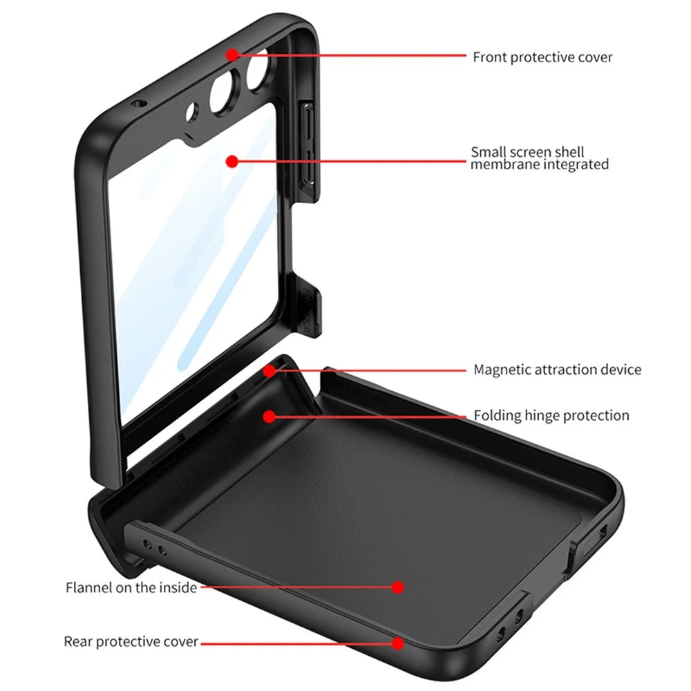 GKK For Samsung Galaxy Z Flip7 FE 5G / Z Flip6 5G Case Magnetic Hinge PC Phone Cover with Small Screen Film - Black - 2