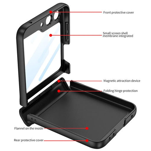 GKK For Samsung Galaxy Z Flip7 FE 5G / Z Flip6 5G Case Magnetic Hinge PC Phone Cover with Small Screen Film - Black - 2