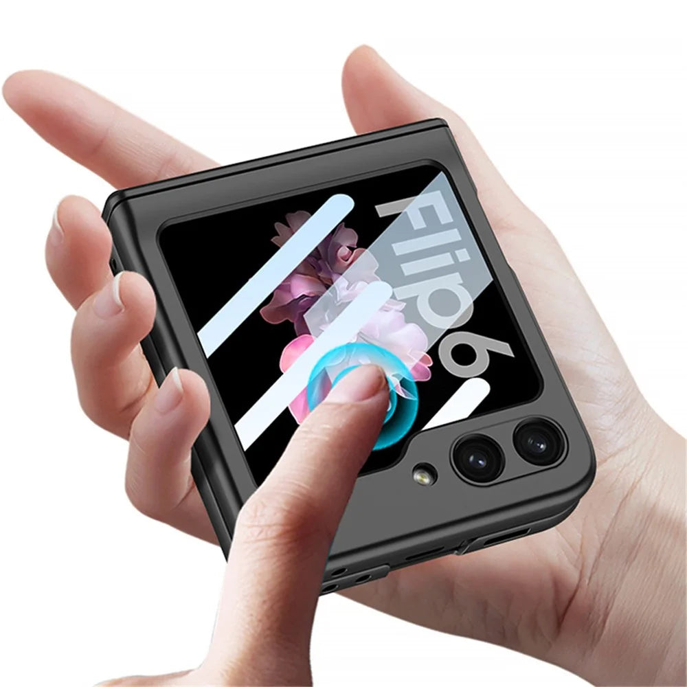 GKK For Samsung Galaxy Z Flip7 FE 5G / Z Flip6 5G Case Magnetic Hinge PC Phone Cover with Small Screen Film - Black - 3