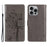For iPhone 16 Pro Max Phone Case with Stand Cat Tree Pattern Leather Wallet Mobile Cover - Grey - 1