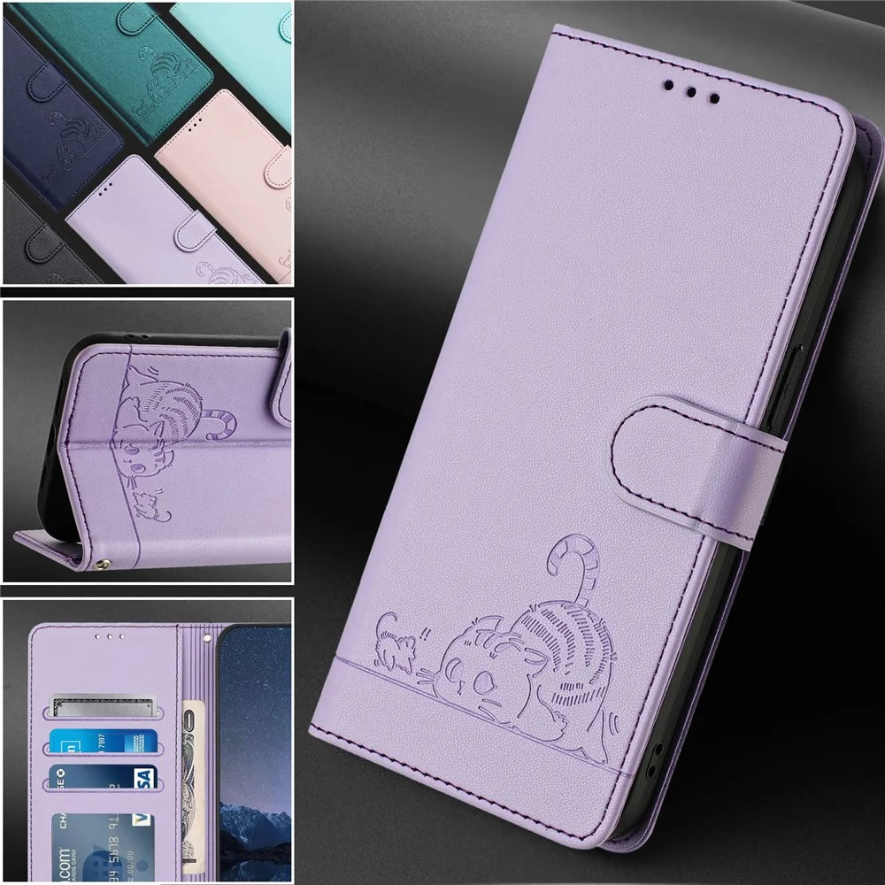 For Realme Note 50 4G / C51 / C53 (Global) / Narzo N53 4G / C53 (India) Case with Strap RFID Blocking Leather Wallet Phone Cover - Purple - 7