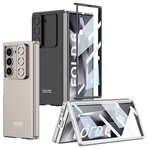 GKK For Samsung Galaxy Z Fold6 5G Case Slim-Fit Lens Guard Phone Cover with Tempered Glass Film - Titanium Grey - 2