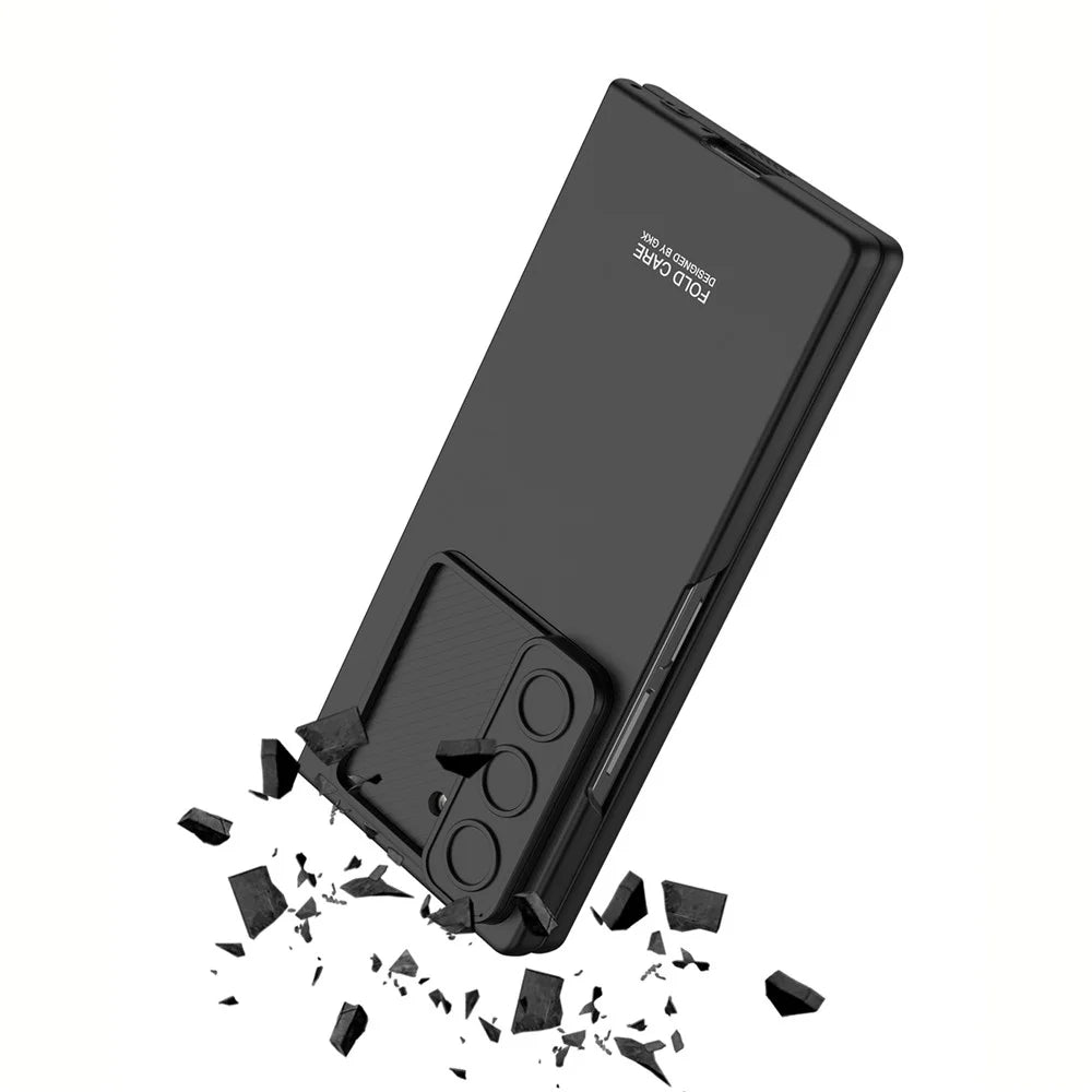GKK For Samsung Galaxy Z Fold6 5G Case Slim-Fit Lens Guard Phone Cover with Tempered Glass Film - Titanium Grey - 4