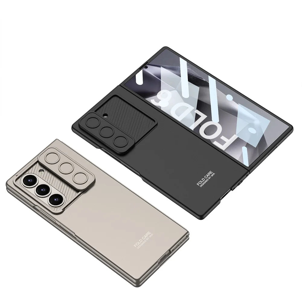 GKK For Samsung Galaxy Z Fold6 5G Case Slim-Fit Lens Guard Phone Cover with Tempered Glass Film - Titanium Grey - 7