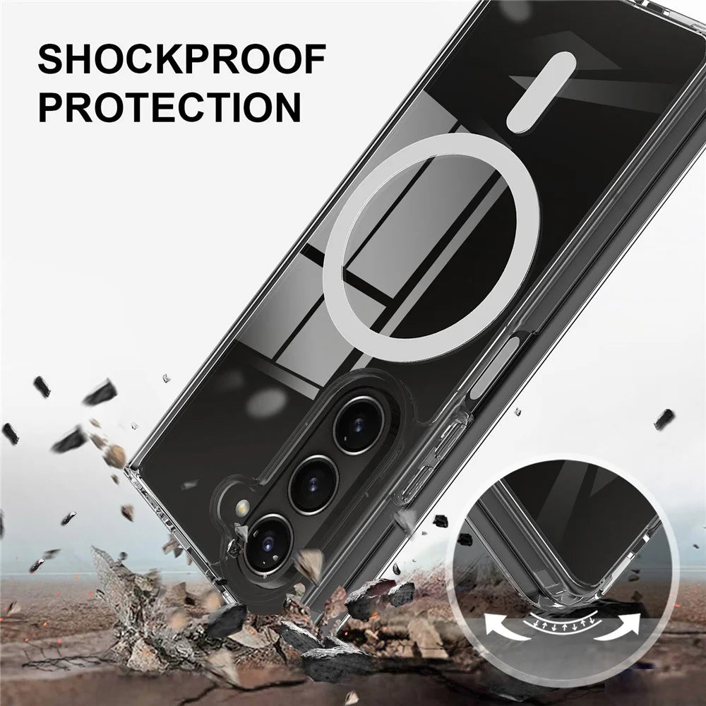 For Samsung Galaxy Z Fold6 5G Case Magnetic Case TPU+Acrylic Shockproof Phone Cover - 6
