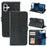 For iPhone 16 Case Cubic Grid Imprint PU Leather Folio Flip Phone Cover - Black - 1