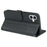 For iPhone 16 Case Cubic Grid Imprint PU Leather Folio Flip Phone Cover - Black - 4