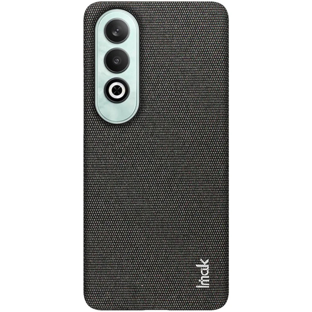 IMAK Ruiyi Series for OnePlus Nord CE4 5G / Oppo K12 Case Fabric Texture Leather+PC Phone Back Cover - Black - 3