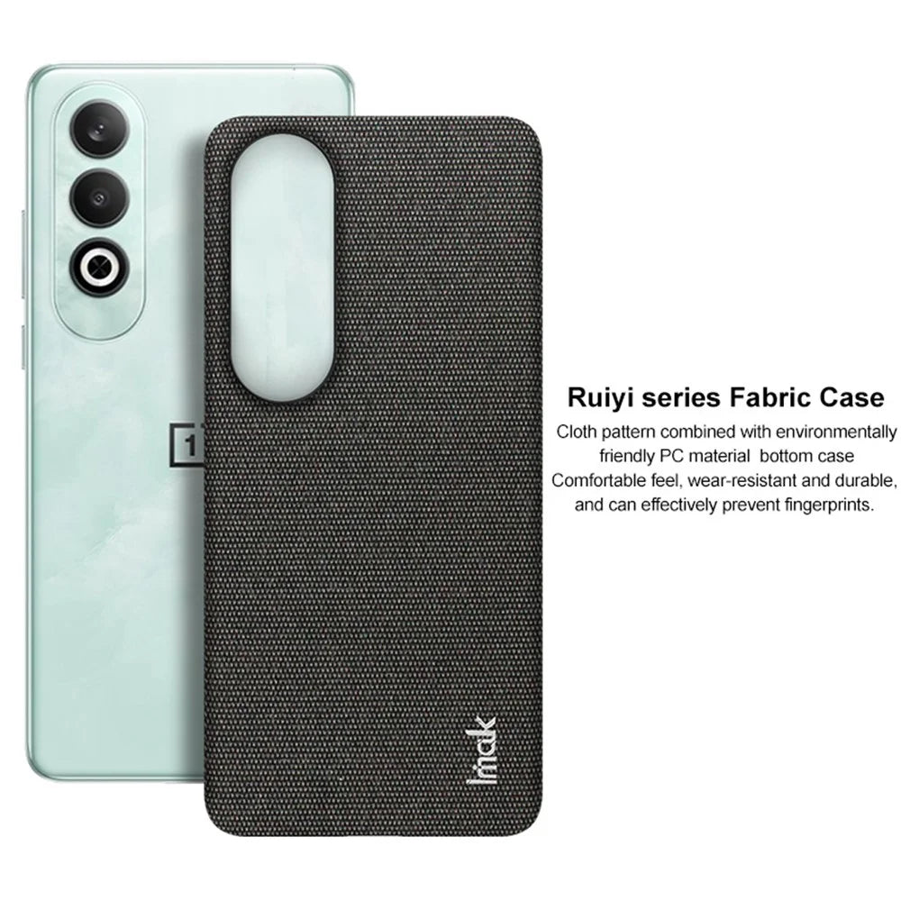 IMAK Ruiyi Series for OnePlus Nord CE4 5G / Oppo K12 Case Fabric Texture Leather+PC Phone Back Cover - Black - 6