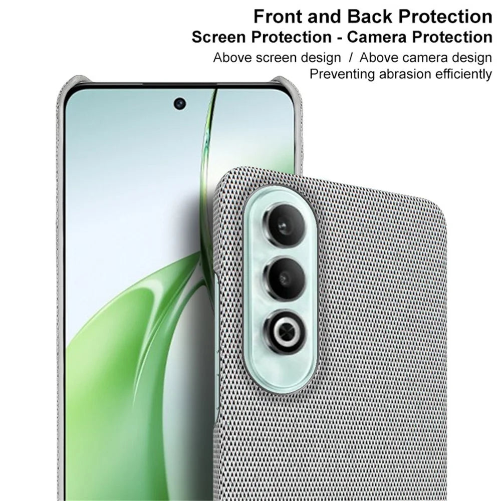 IMAK Ruiyi Series for OnePlus Nord CE4 5G / Oppo K12 Case Fabric Texture Leather+PC Phone Back Cover - Black - 7