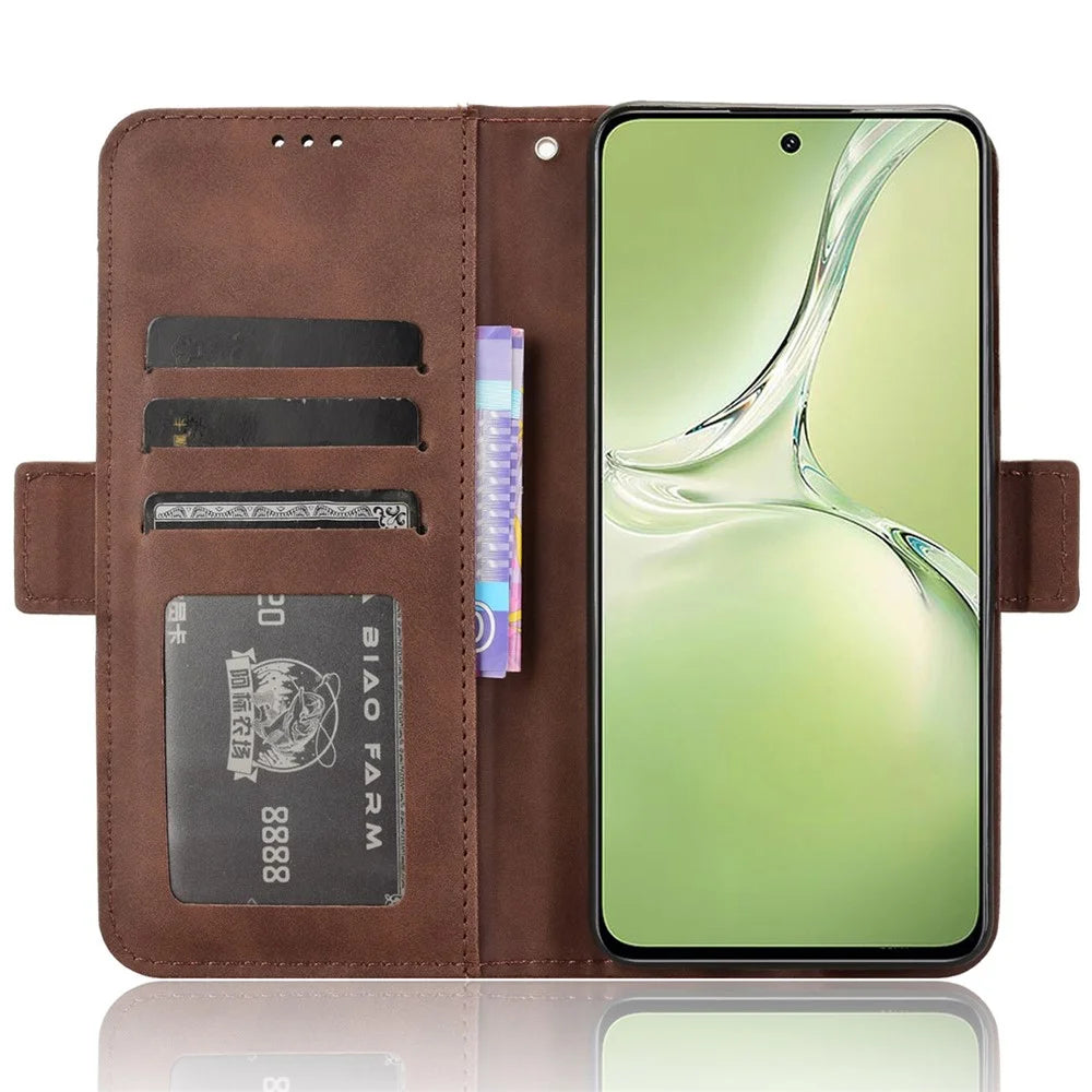 For OnePlus Nord CE4 Lite 5G / Oppo K12x 5G (China) Case Multiple Card Slots Leather Wallet Phone Cover - Brown - 2