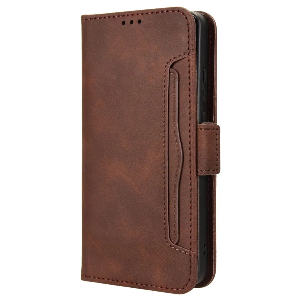 For OnePlus Nord CE4 Lite 5G / Oppo K12x 5G (China) Case Multiple Card Slots Leather Wallet Phone Cover - Brown - 7