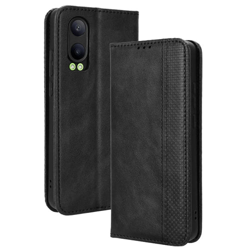 For OnePlus Nord CE4 Lite 5G / Oppo K12x 5G (China) Stand Case Magnetic Closure Leather Phone Cover - Black - 1