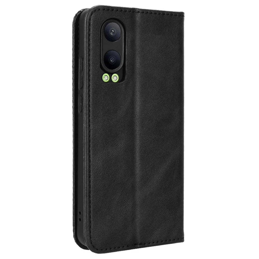 For OnePlus Nord CE4 Lite 5G / Oppo K12x 5G (China) Stand Case Magnetic Closure Leather Phone Cover - Black - 7