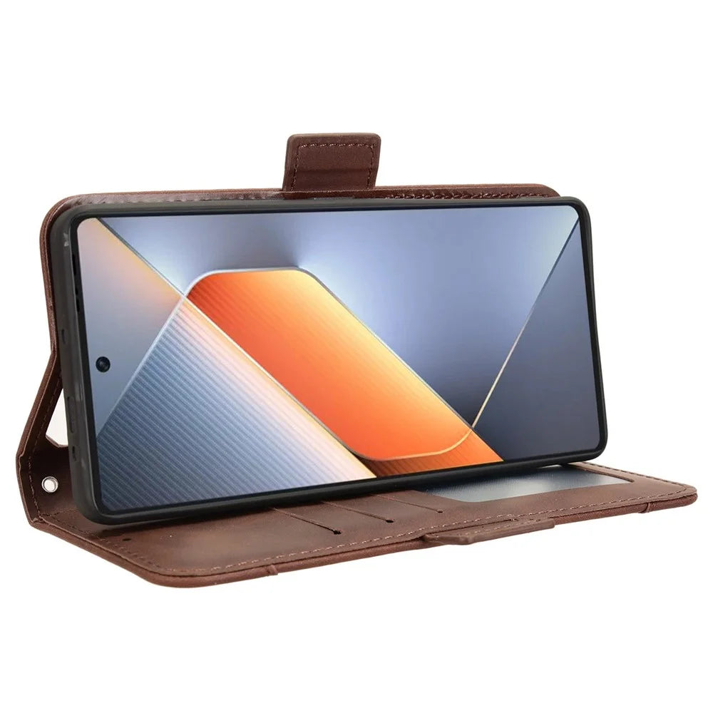 For TECNO Pova 6 4G Case Wallet Leather Phone Cover with Multiple Card Slots - Brown - 3