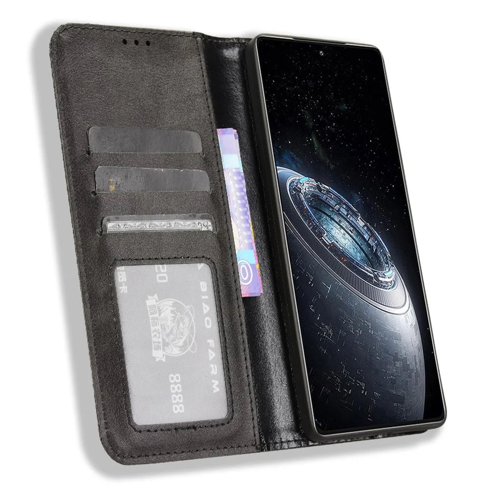 For Infinix GT 20 Pro 5G X6871 Case Leather Magnetic Closure Phone Cover Stand Folio - Black - 2