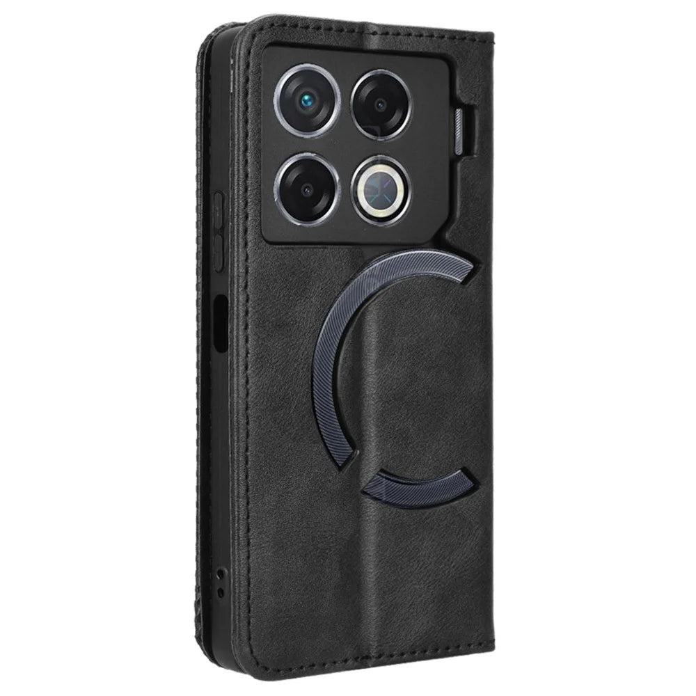 For Infinix GT 20 Pro 5G X6871 Case Leather Magnetic Closure Phone Cover Stand Folio - Black - 7