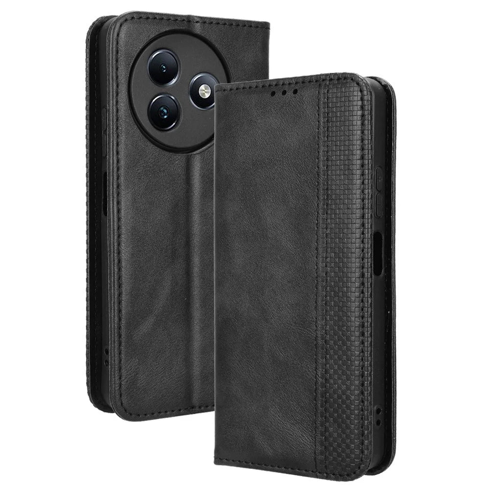 For itel S24 S667LN Case Magnetic Closing Leather Phone Wallet Cover - Black - 1