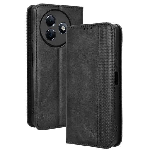 For itel S24 S667LN Case Magnetic Closing Leather Phone Wallet Cover - Black - 1