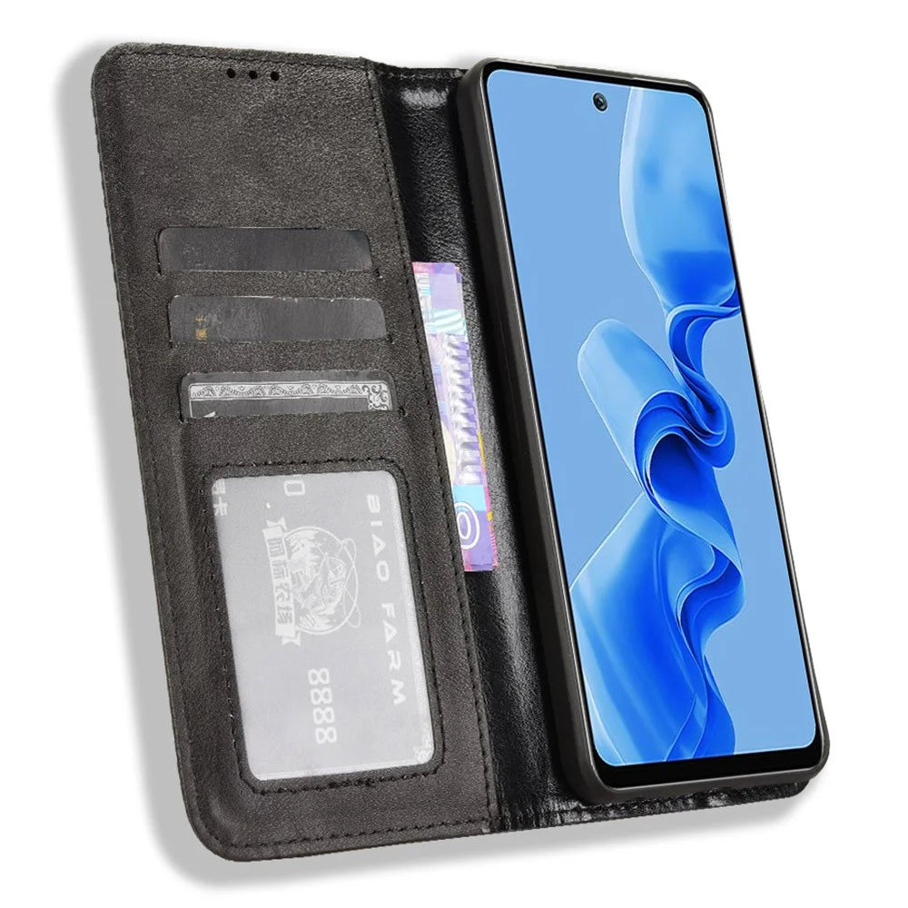 For itel S24 S667LN Case Magnetic Closing Leather Phone Wallet Cover - Black - 2