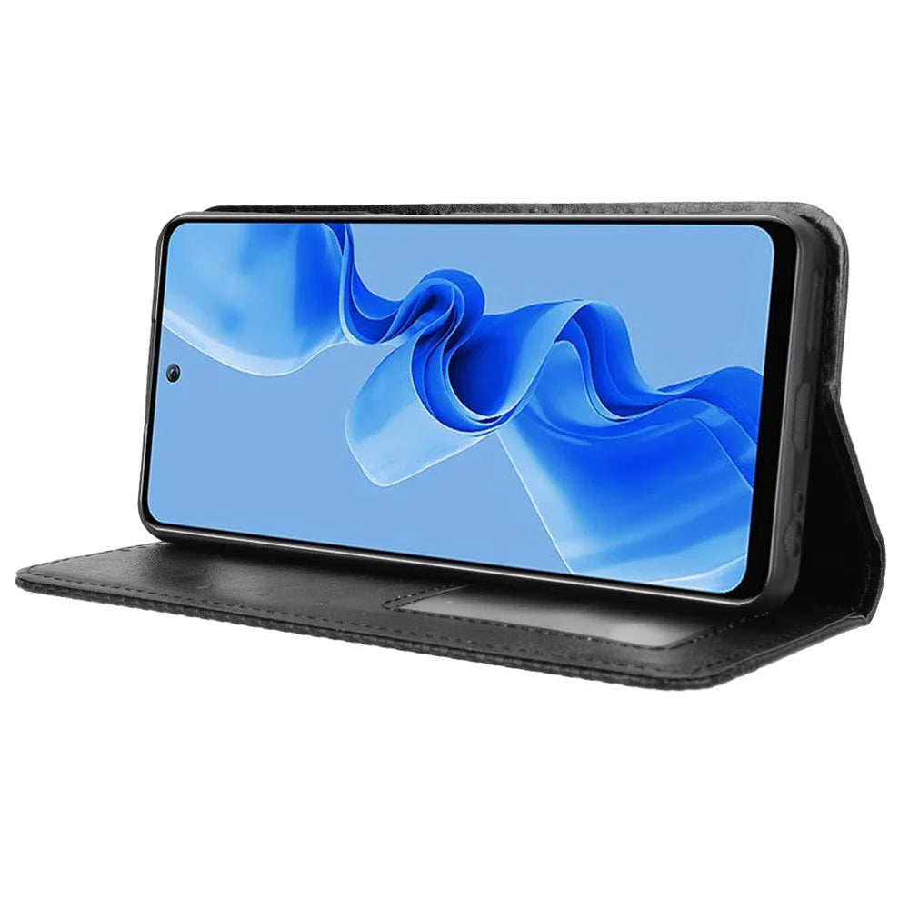 For itel S24 S667LN Case Magnetic Closing Leather Phone Wallet Cover - Black - 3