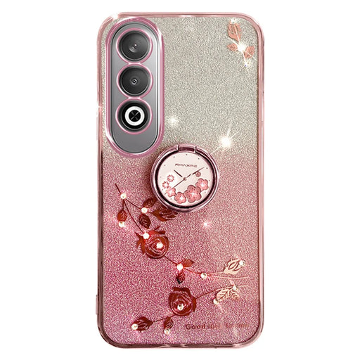 KADEM For OnePlus Nord CE4 5G Case Flower Glitter TPU Cover with Ring Kickstand - Rose Gold - 1
