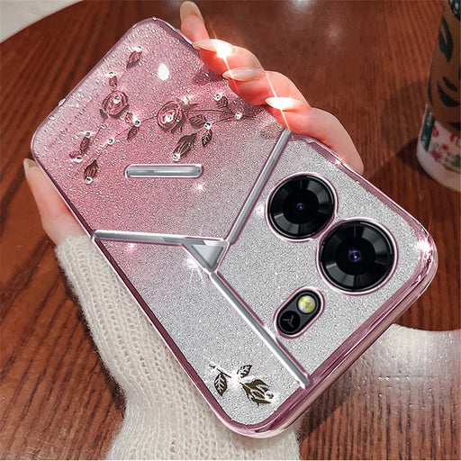 KADEM For TECNO Pova 5 Pro 5G Case with Lanyard TPU Protective Cover Glitter Aesthetic - Rose Gold - 2