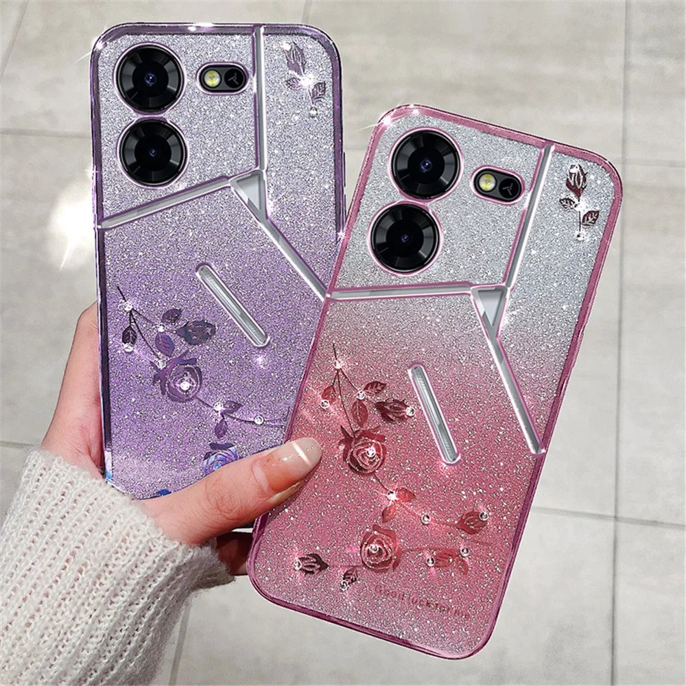 KADEM For TECNO Pova 5 Pro 5G Case with Lanyard TPU Protective Cover Glitter Aesthetic - Rose Gold - 3