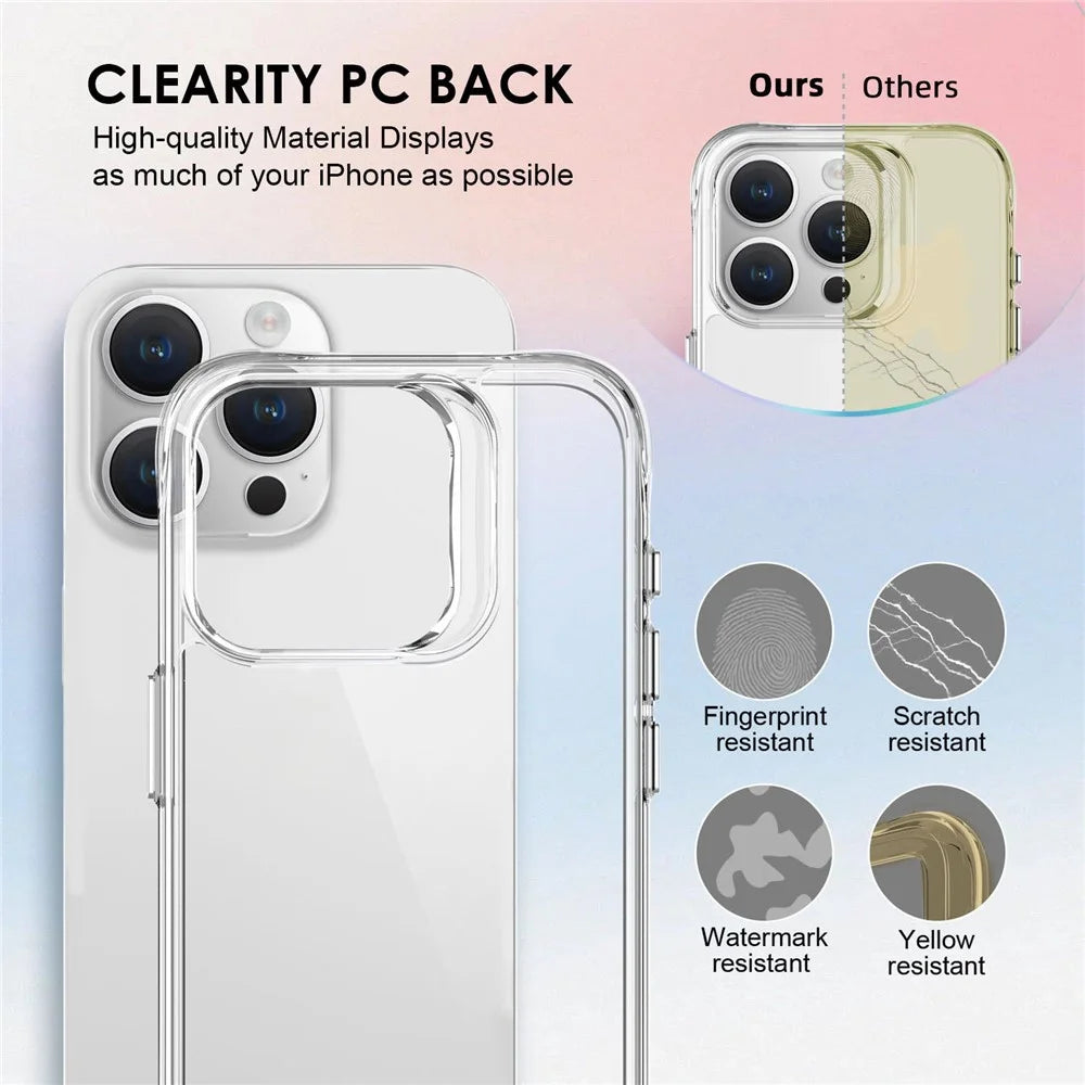 For iPhone 16 Pro Case 1.5mm PC Back TPU Frame Transparent Phone Cover - 6