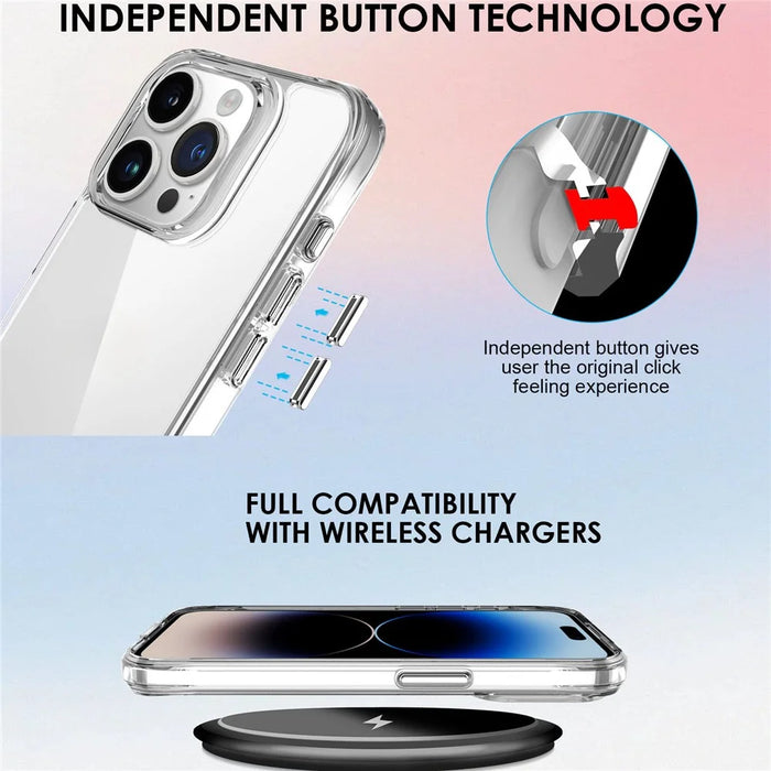 For iPhone 16 Pro Max Case PC + TPU Slim Transparent Phone Cover - 3