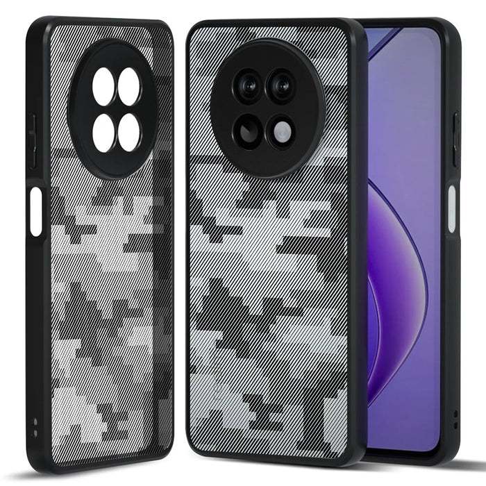 IBMRS For Realme 12 5G / 12x 5G Case Hard PC Back Flexible TPU Frame Phone Cover - Grid Camouflage - 1