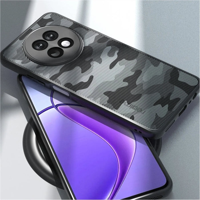 IBMRS For Realme 12 5G / 12x 5G Case Hard PC Back Flexible TPU Frame Phone Cover - Grid Camouflage - 2