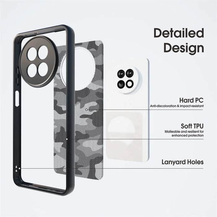 IBMRS For Realme 12 5G / 12x 5G Case Hard PC Back Flexible TPU Frame Phone Cover - Grid Camouflage - 4