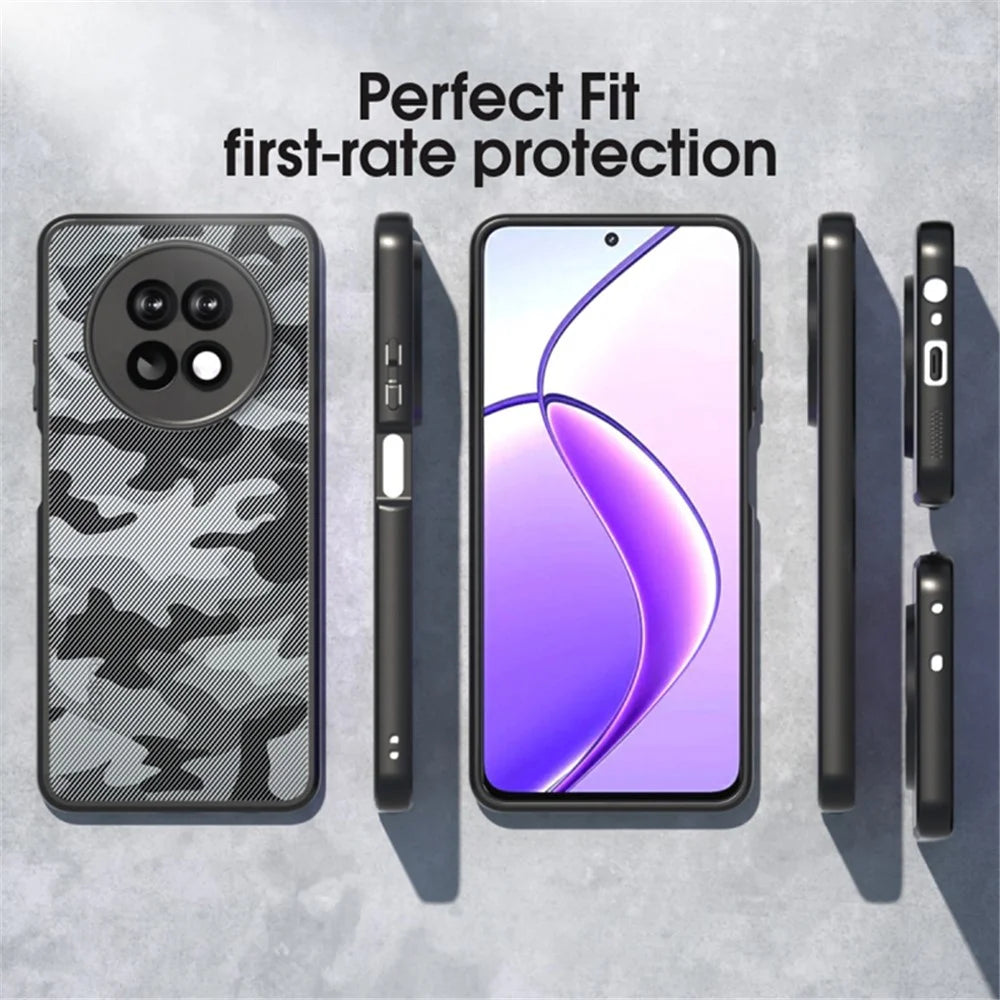 IBMRS For Realme 12 5G / 12x 5G Case Hard PC Back Flexible TPU Frame Phone Cover - Grid Camouflage - 7