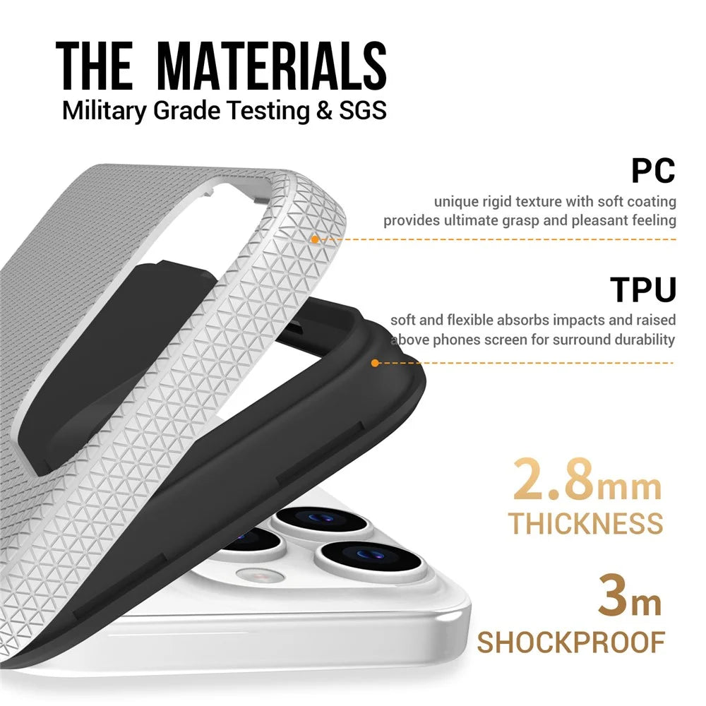 For iPhone 16 Pro Max Case Compatible with MagSafe Protective TPU+PC Phone Cover - Silver - 3
