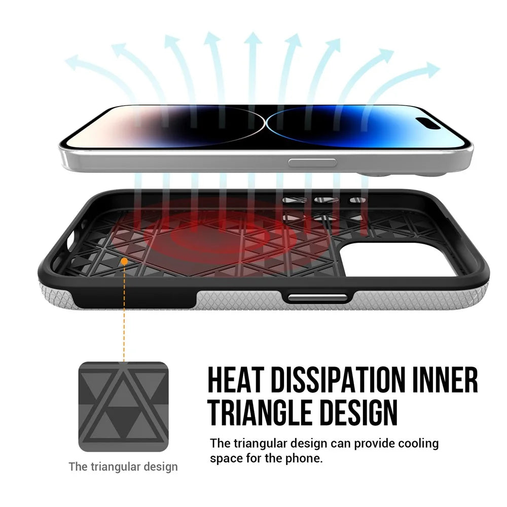For iPhone 16 Pro Max Case Compatible with MagSafe Protective TPU+PC Phone Cover - Silver - 5
