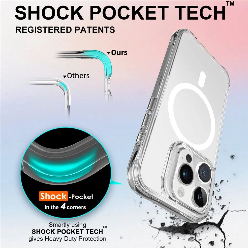 For iPhone 16 Pro Case Compatible with MagSafe TPU+PC Clear Phone Cover - 3
